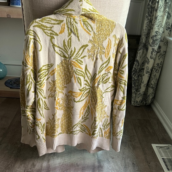 Maeve Botanical Knit Sweater in White and Gold pineapple Anthropologie - Picture 5 of 5